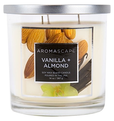 Book Cover Aromascape PT40507 3-Wick Scented Jar Candle, Vanilla & Almond,14 Ounce