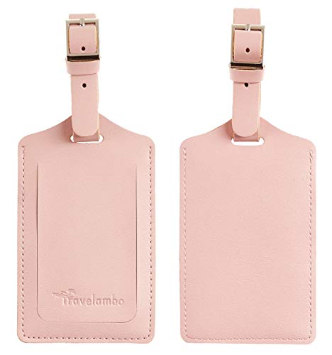 Book Cover Travelambo Leather Luggage Bag Tags (Lotus Pink)