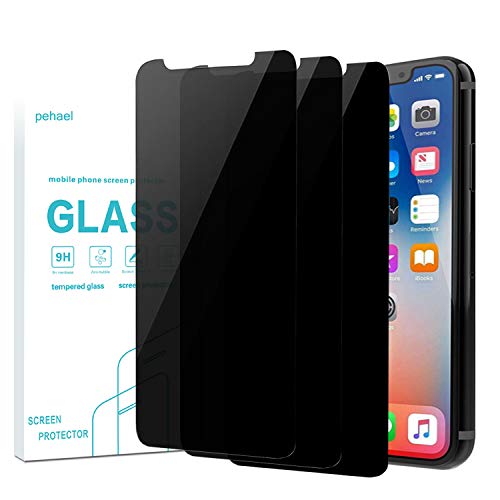 Book Cover pehael Privacy Screen Protector for iPhone 11 Pro iPhone X iPhone Xs, Anti Spy Black Tempered Glass, Full Coverage, Case Friendly [3 Packs](5.8 inch)