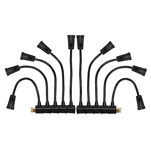 Book Cover KMC 1-Foot (10-Pack) Power Extension Cord, 3 Prong Appliance Extension Cable Cord-Black