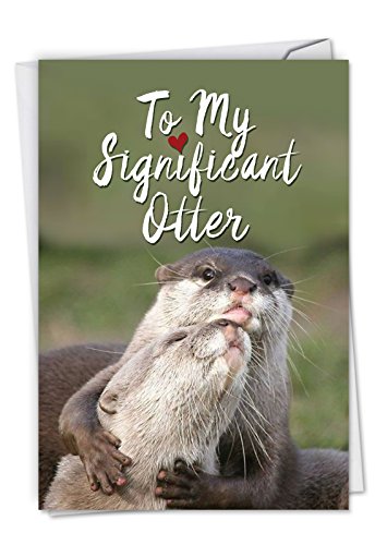 Book Cover Significant Otters - Cute Happy Anniversary Card with Envelope (4.63 x 6.75 Inch) - Loving Sea Otter Cuddles, Wedding Anniversary Note Card for Wife, Husband - Congratulations Greeting Gift C5528ANG