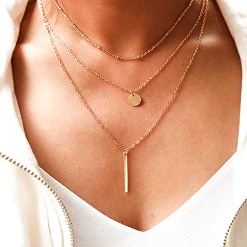 Book Cover Tgirls Simple Metal Bar Necklace with Pendant for Women and Girls XL-35 (Gold)