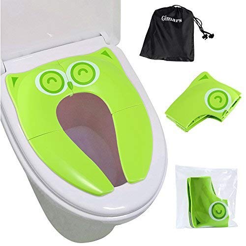 Book Cover Firares Upgrade Folding Large Non Slip Silicone Pads Travel Portable Reusable Toilet Potty Training Seat Covers Liners with Carry Bag for Babies, Toddlers and Kids, Green