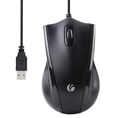 Book Cover VCOM 3-Button USB Wired Mouse, Ergonomic Design Computer Mice with 1200 DPI for PC Laptop Computer, Black