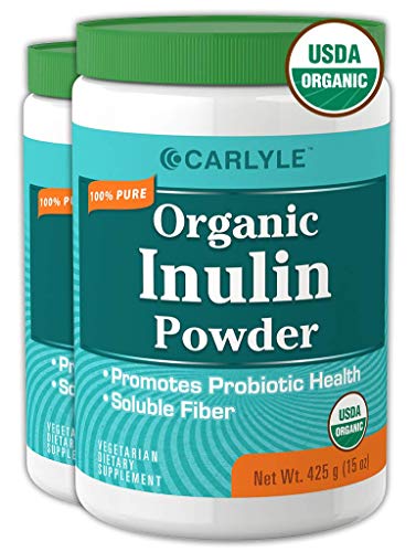 Book Cover Organic Inulin Powder | 2 x 15 oz Pack | Vegetarian, Non-GMO, Gluten Free | Prebiotic FOS Fiber | Natural Sweetener | from Jerusalem Artichoke | by Carlyle
