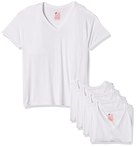 Book Cover Hanes Men's 5-Pack ComfortBlend V-Neck T-Shirt with FreshIQ