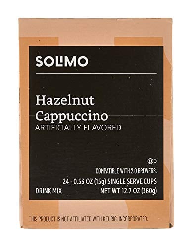 Book Cover Solimo Cappuccino Single Serve Cups, Hazelnut, 24 Count (Pack of 1)