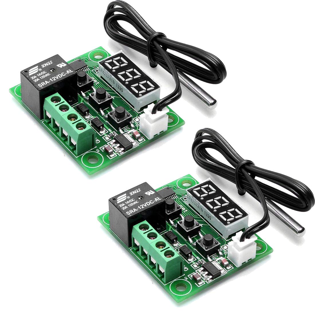 Book Cover HiLetgo 2pcs W1209 12V DC Digital Temperature Controller Board Micro Digital Thermostat -50-110°C Electronic Temperature Temp Control Module Switch with 10A One-Channel Relay and Waterproof NO Case