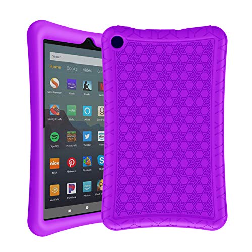 Book Cover AVAWO Silicone Case for Amazon Fire 7 Tablet with Alexa ( 9th Generation, 2019 Release ) - Anti Slip Shockproof Silm Light Weight Protective Cover, Purple