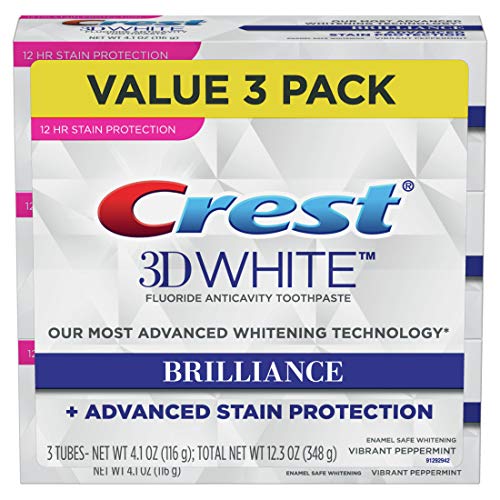 Book Cover Crest Toothpaste 3D White Brilliance Vibrant Peppermint, 4.1oz (Pack of 3)