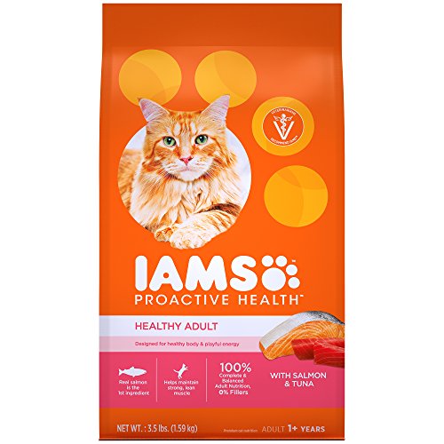 Book Cover Iams Proactive Health Healthy Adult Dry Cat Food With Salmon And Tuna, 3.5 Lb. Bag