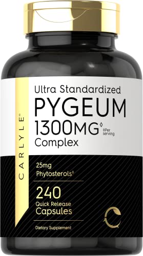 Book Cover Pygeum Standardized 1300mg | 240 Capsules | Non-GMO, Gluten Free | Pygeum Africanum Bark Extract Supplement | by Carlyle