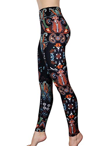 Book Cover Comfy Yoga Pants - High Waisted Yoga Leggings with Bohemian Print - Extra Soft - Dry Fit