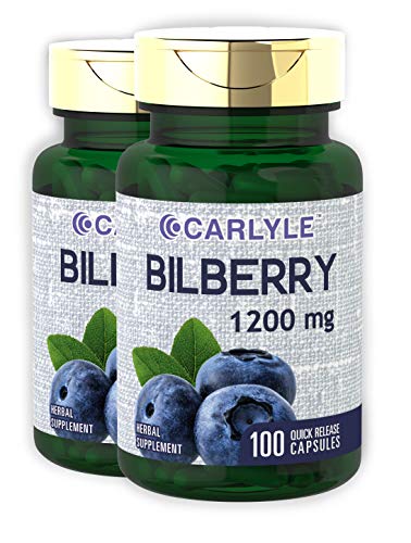 Book Cover Bilberry Fruit Extract 1200mg | 200 Capsules | Non-GMO, Gluten Free Supplement | by Carlyle
