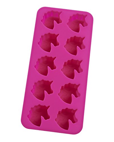Book Cover HIC Harold Import Co. 43823 Un Ice Cube Tray and Baking Mold, Non-Stick Silicone, FDA Approved, Makes 10 Unicorns, Pink