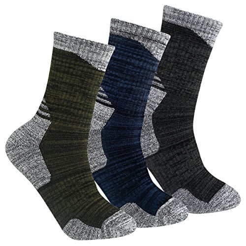 Book Cover YUEDGE Men's Wicking Cushion Athletic Crew Socks Outdoor Multi Performance Hiking Socks(3 Pairs)