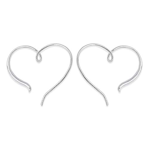 Book Cover Boma Jewelry Sterling Silver Polished Heart Pull Through Hoop Earrings