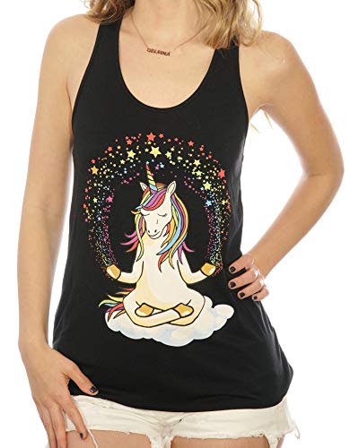 Book Cover Shop Delfina Meditating Unicorn Yoga Namaste with Rainbow Women's Tank Top