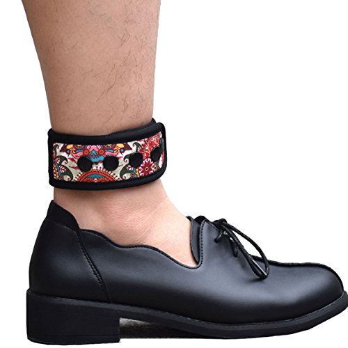 Book Cover DDJOY Ankle Strap for Compatible with Fitbit & Garmin, Ankle Band for Compatible with Charge 2/3 Alta/HR Flex/2 Fitbit One or Garmin Vivofit/2/3/4, Ankle Band for Men and Women, Paisley Design, Medium