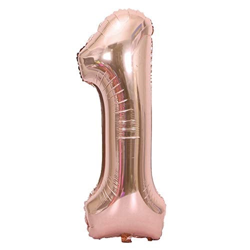 Book Cover Tellpet Rose Gold Number 1 Balloon, 40 Inch