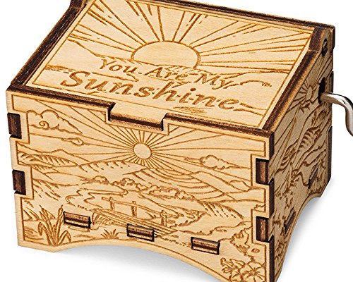 Book Cover TheLaser'sEdge, You are My Sunshine, Personalizable Music Box, Laser Engraved Birch Wood (Artistic Standard)