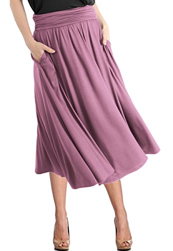 Book Cover TRENDY UNITED Women's Rayon Spandex High Waist Shirring Flared Pocket Skirt