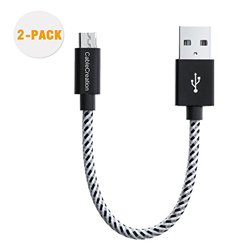 Book Cover CableCreation 2-Pack USB to Micro USB Cable, Fast Charging Short Micro USB Triple Shielded Fast Charger Cable, Compatible with Roku Streaming TV Stick, Power Pack, Android Phone, 0.5 ft - Black