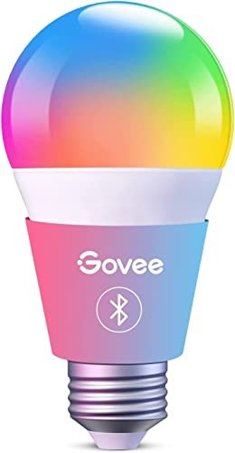 Book Cover Govee Smart LED Bulbs, Bluetooth Light Bulbs, RGBWW Color Changing Light Bulbs with App Control, A19, E26, Music Sync and 8 Scene Mode for Living Room Bedroom Party, 1 Pack (Not Support WiFi/Alexa)