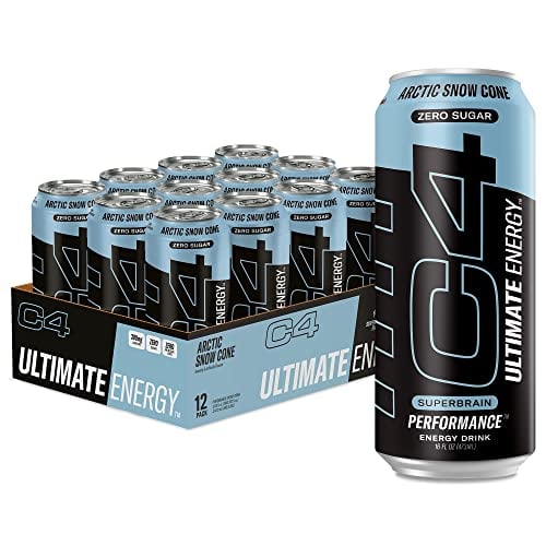 Book Cover C4 Ultimate Sugar Free Energy Drink 16oz (Pack of 12) | Arctic Snow Cone | Pre Workout Performance Drink with No Artificial Colors or Dyes