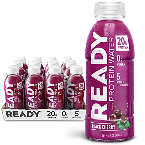 Book Cover Ready Protein Water, 20g of Whey Protein Isolate, Sugar Free, Black Cherry, 12-Pack, 16.9 Fluid Ounces Each