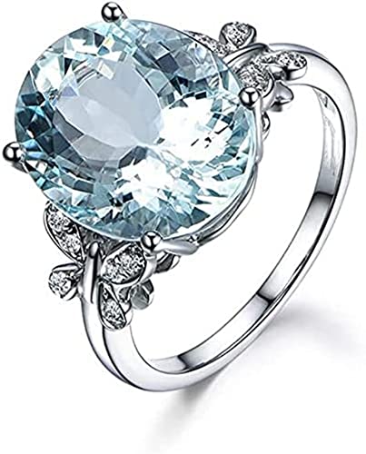 Book Cover MauSong Rhinestone Butterfly Ring Natural Topaz Stone Crystal Engagement Ring Charm Gemstone Ring Women Jewelry (Size/ 6/7/8/9/10),Sea Blue,Size 6