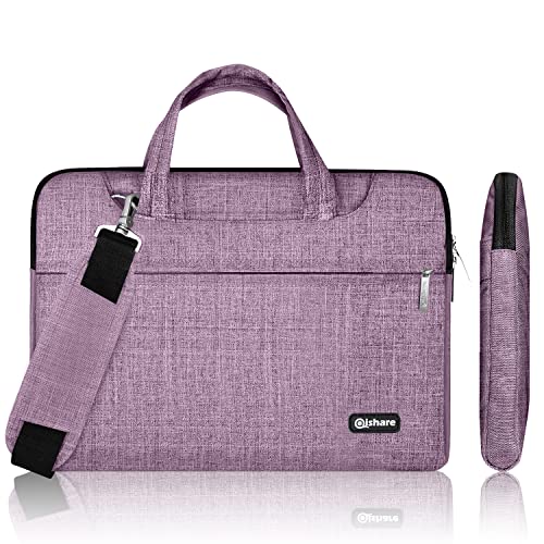 Book Cover Qishare Laptop Case Laptop Shoulder Bag, 15 15.6 16 Inch Multifunctional Slim Computer Carrying Case with Shoulder Strap for MacBook, Chromebook 15 Notebook(Purple Lines)
