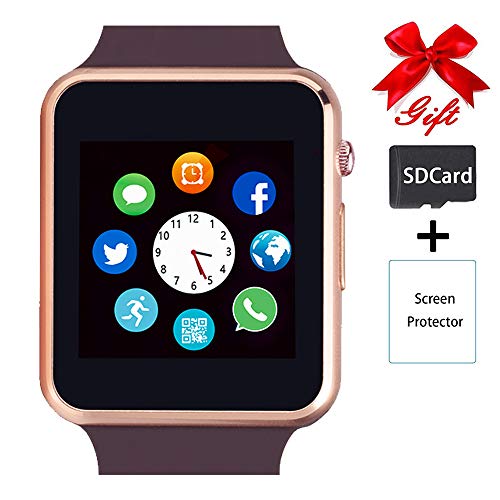 Book Cover Smart Watch,Unlocked Touchscreen Smartwatch Compatible with Bluetooth/Android/IOS (Partial Functions) Call and Text Camera Notification Music Player Wrist Watch for Women Men(Gold)