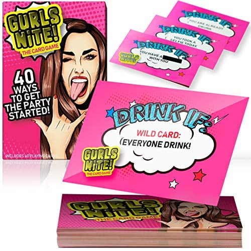 Book Cover Girls Night Out Bachelorette Party Drinking Games - 40 Naughty & Hilarious Drink If Cards! Perfect for Bridal Showers, Wedding Showers, Engagement and Birthday Parties - Bachelorette Party Favors