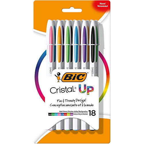 Book Cover BIC Cristal Up Ball Pen, Medium Point, Assorted Colors, 18 Count (MSUPAP181)