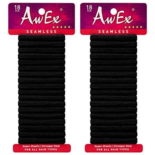 Book Cover AwEx Seamless Hair Ties, Unbreakable Hair Bands,Cotton Hair Scrunchie,No Pull Ponytail Holder