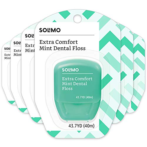 Book Cover Amazon Brand - Solimo Extra Comfort Mint Dental Floss, 40 M (Pack of 6)