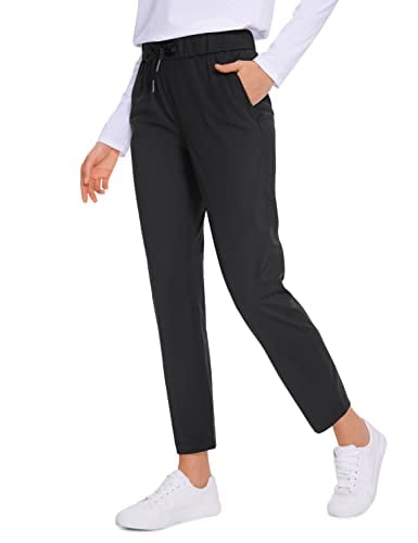 Book Cover CRZ YOGA Womens 4-Way Stretch Ankle Golf Pants - 7/8 Dress Work Pants Pockets Athletic Yoga Travel Casual Lounge Workout Black Medium