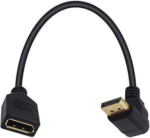Book Cover Exuun DP to DP Cable, 30 CM/12inch High Definition Gold Plated 90 Degree Down Displayport (DP) Male to Displayport (DP) Female Audio and Video Extension Adapter Cable (M/F black)