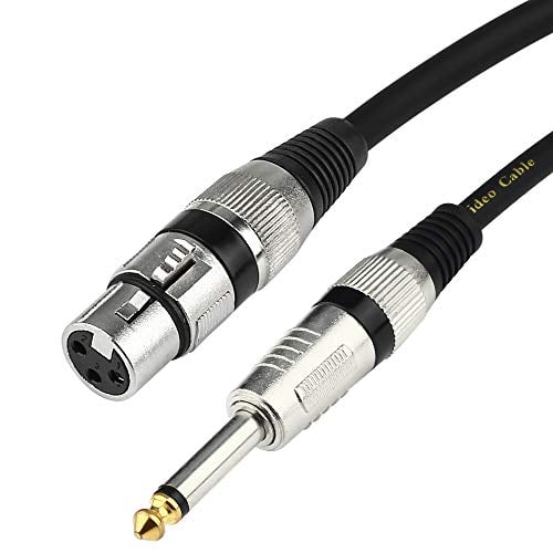 Book Cover TISINO Female XLR to 1/4 (6.35mm) TS Mono Jack Unbalanced Microphone Cable Mic Cord for Dynamic Microphone - 16 FT/5 Meters