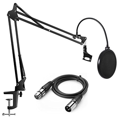 Book Cover InnoGear Heavy Duty Microphone Stand with Upgraded 6.6 Feet XLR Cable Male to Female and Mic Pop Filter Suspension Boom Scissor Arm Stands for Blue Yeti Condenser Microphone & Other Mic