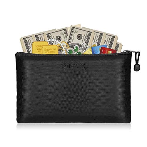 Book Cover Fireproof Safe Money  Document Bag NON-ITCHY Silicone Coated Fire Water Resistant with Zipper for A5 Size File Folder Holder,Ipad,Money, Jewelry ,Passport,Diary