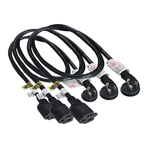 Book Cover FIRMERST 1875W Flat Plug Extension Cord 3 Feet 14 AWG 15A Black, UL Listed, Pack of 3