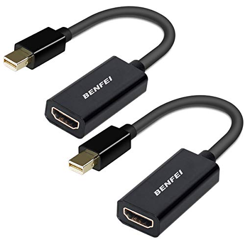 Book Cover Mini DisplayPort to HDMI Adapter 2 Pack, Benfei Mini DP(Thunderbolt) to HDMI Converter Gold-Plated Cord Compatible for MacBook Pro, MacBook Air, Mac Mini, Microsoft Surface Pro 3/4, etc