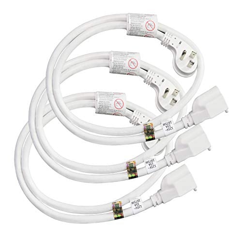 Book Cover FIRMERST 1875W Flat Plug Extension Cord 3 Feet, 14 AWG 3 Prong Grounded, White (UL Listed, 3 Pack)