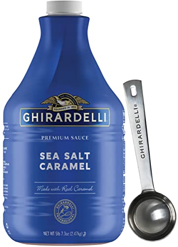Book Cover Ghirardelli Sea Salt Caramel Flavored Sauce, 87.3 Ounce Bottle with Ghirardelli Stamped Barista Spoon