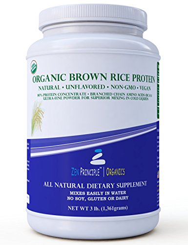 Book Cover 3 lb. Organic Brown Rice Protein Powder. USDA Certified. 80% Protein. No GMO, Soy or Gluten. Vegan. Full Spectrum Amino Acids (BCAA). Ultra-fine Powder Mixes Best in Drinks.