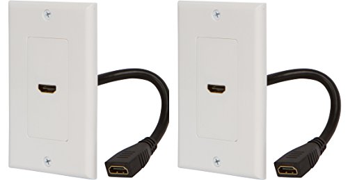Book Cover Buyer's Point HDMI Wall Plate [UL Listed] with 6-Inch Pigtail (2, White)