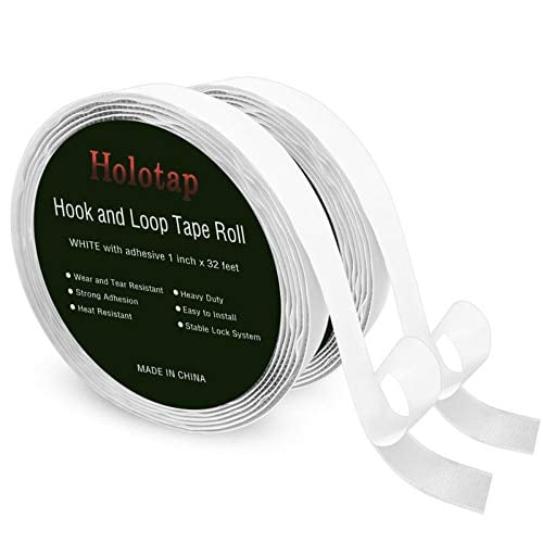 Book Cover 1 Inch x 32 Feet Self Adhesive Hook and Loop Strips by Holotap Fabric Fastener Interlocking Tape (1 Inch White)