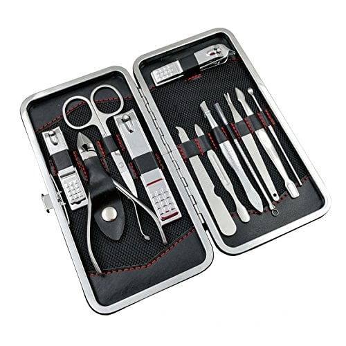Book Cover Moreplus Manicure Pedicure Set Nail Clippers - 12 Piece Professional Grooming Kit - Toenail Clippers Includes Cuticle Remover with Portable Travel Case Beauty Care Tools